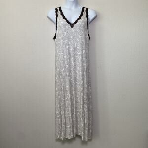 Vintage L Magnin Lace Trim Paisley Print Maxi Dress Tank Womens XL Nightgown